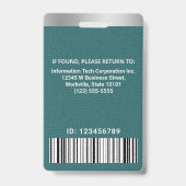 Aangepaste foto computer IT werknemer barcode logo Badge (Achterkant)