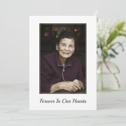 Aangepaste foto condoleance rouw memorial funeral bedankkaart (Staand voorkant)