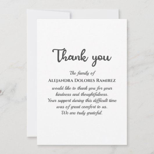 Aangepaste foto condoleance rouw memorial funeral bedankkaart (Achterkant)