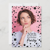 Aangepaste foto Confetti 30e verjaardagsuitnodigin Kaart (Achterkant)