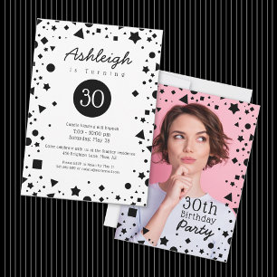 Aangepaste foto Confetti 30e verjaardagsuitnodigin Kaart