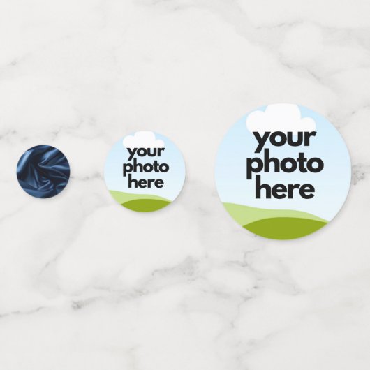 Aangepaste Foto Confetti w Navy Blue Accents (Achterkanten)