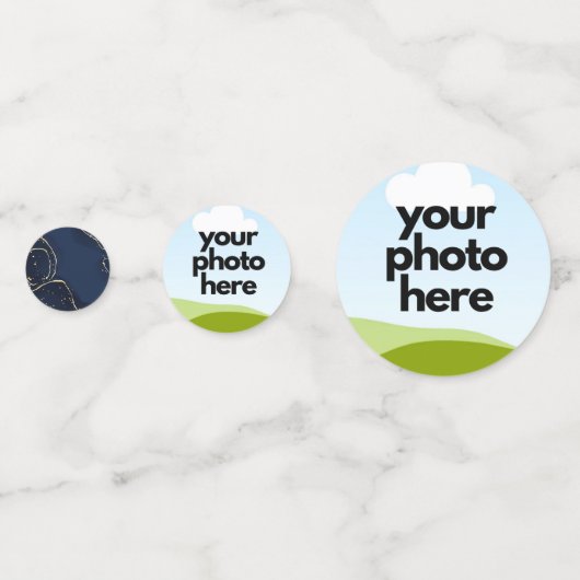 Aangepaste Foto Confetti w Navy Blue Gold Accents (Achterkanten)