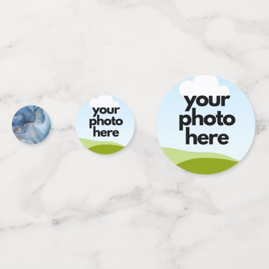 Aangepaste Foto Confetti w Navy Blue Gold Accents (Achterkanten)