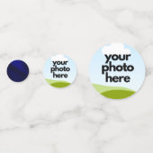 Aangepaste Foto Confetti w Navy Blue Gold Accents (Achterkanten)