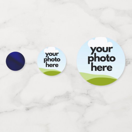 Aangepaste Foto Confetti w Navy Blue Gold Accents (Achterkanten)