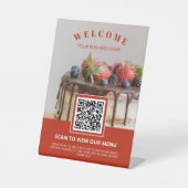 Aangepaste foto Contactloze QR-code Menu Bakkerij Reclamebord Met Voetstuk (Voorkant)