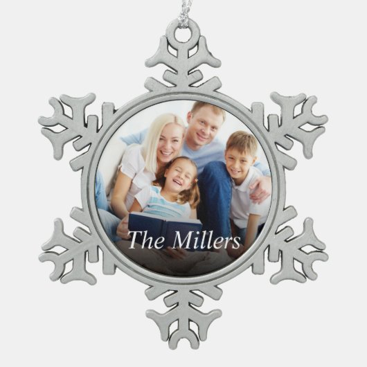 Aangepaste foto Creëer Uw eigen foto Tin Sneeuwvlok Ornament (Voorkant)
