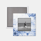 Aangepaste foto Creëer uw eigen | Rustieke blauwe Magneet (Voorkant / Achterkant)
