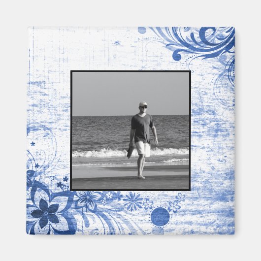 Aangepaste foto Creëer uw eigen | Rustieke blauwe Magneet (Voorkant)