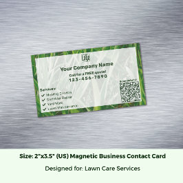 Aangepaste Foto CTA QR Code Groen Wit Gazon Care Magnetisch Visitekaartje