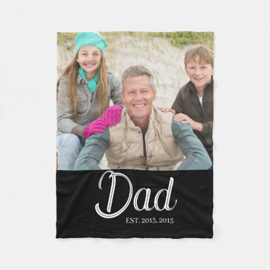 Aangepaste foto 'Dad Established' Fleece Deken (Voorkant)
