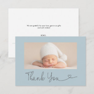 Aangepaste foto dank je wel Hart Blauw Baby shower Bedankkaart