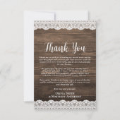 Aangepaste foto dank je wel rustieke witte kant bedankkaart (Voorkant)