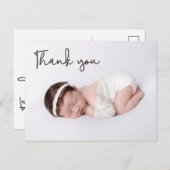 Aangepaste foto dank je wel script voor baby meisj aankondigingskaart (Voorkant / Achterkant)