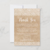 Aangepaste foto dank u rustieke witte kant bedankkaart (Voorkant)