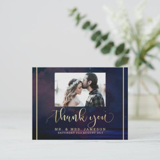 Aangepaste foto Dank u | Sterrennacht Sky Briefkaart (Staand voorkant)