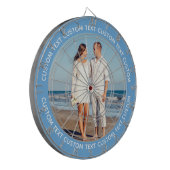 Aangepaste foto dartbord & tekst - NAVY BLUE rand (Voorkant Links)
