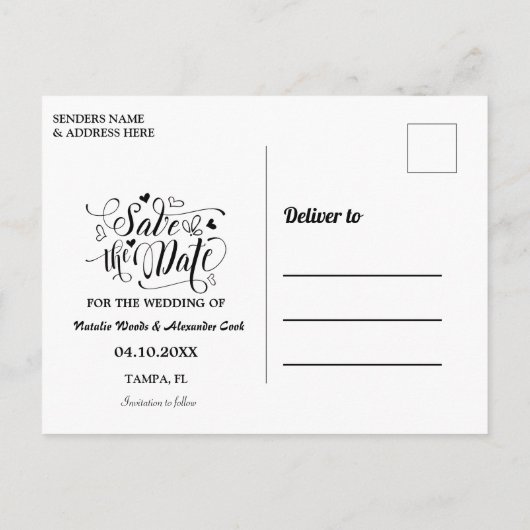 Aangepaste foto | Datum opslaan Aankondigingskaart (Achterkant)