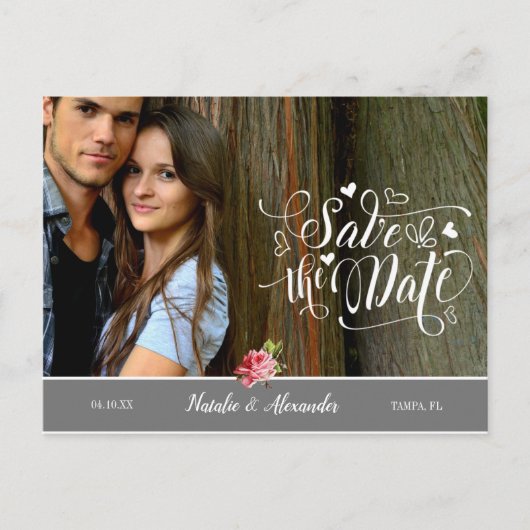 Aangepaste foto | Datum opslaan Aankondigingskaart (Voorkant)