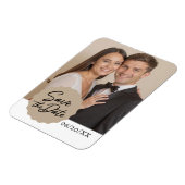 Aangepaste foto De datum opslaan Modern Script Emb Magneet (Linkerzijde)