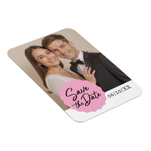 Aangepaste foto De datum opslaan Modern Script Emb Magneet (Rechterzijde)