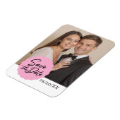 Aangepaste foto De datum opslaan Modern Script Emb Magneet (Linkerzijde)