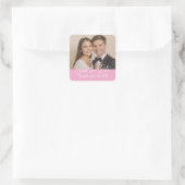 Aangepaste foto De datum opslaan Modern Script Vierkante Sticker (Tas)