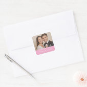 Aangepaste foto De datum opslaan Modern Script Vierkante Sticker (Envelop)