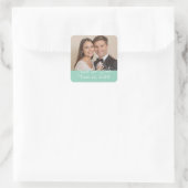 Aangepaste foto De datum opslaan Modern Script Vierkante Sticker (Tas)