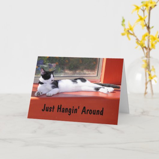 Aangepaste foto denk aan je zwart-witte katje kaart (Gele Bloem)