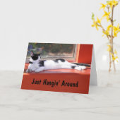 Aangepaste foto Denk aan je Zwart Witte Kitty Kaart (Gele Bloem)