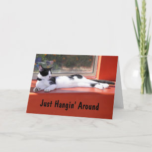 Aangepaste foto denk aan jou zwart witte kat kaart