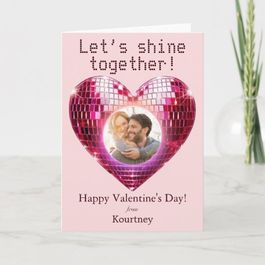 Aangepaste Foto Disco Hart Valentijnsdag Kaart (Voorkant)