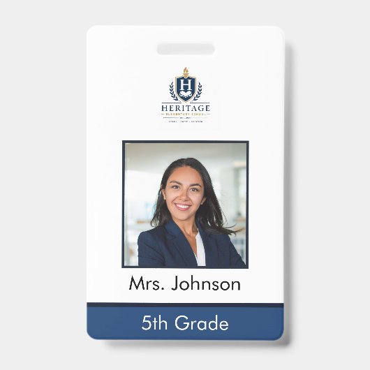 Aangepaste foto docent school ID Badge (Voorzijde)