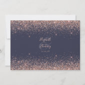 Aangepaste Foto Donkerblauw Roos Gouden Glitter Hu Bedankkaart (Achterkant)