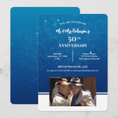 Aangepaste foto donkerblauw water 50e verjaardag kaart (Voorkant / Achterkant)