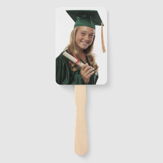 Aangepaste foto Donkergroen wit Afstuderen Handwaaier (Achterkant)