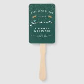 Aangepaste foto Donkergroen wit Afstuderen Handwaaier (Voorkant)