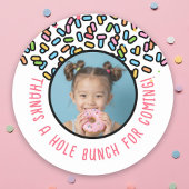 Aangepaste Foto Donut Sprinkles Bedankt A Hole Bun Ronde Sticker