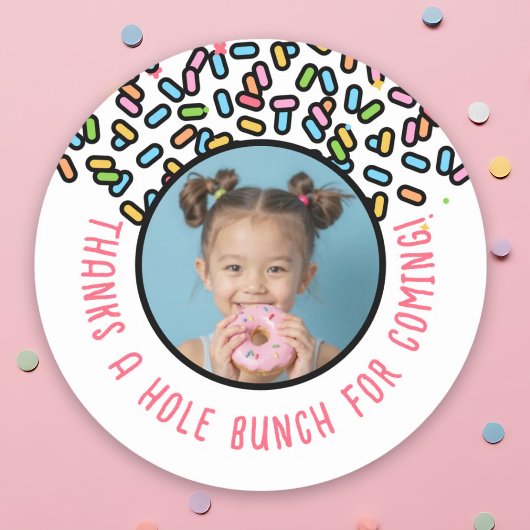 Aangepaste Foto Donut Sprinkles Bedankt A Hole Bun Ronde Sticker