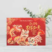 Aangepaste foto Dragon Succes Nieuwjaar vakantie K Feestdagenkaart (Staand voorkant)