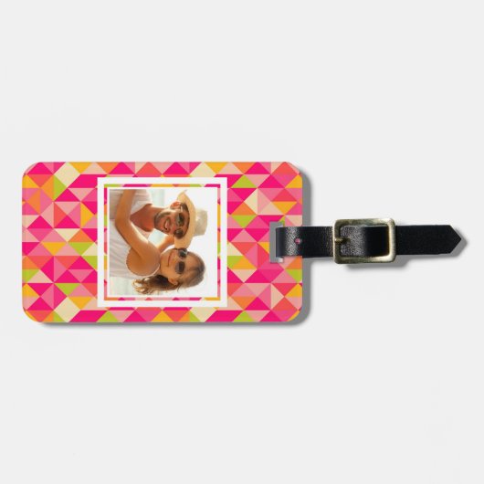 Aangepaste foto driehoeksgeometrisch patroon bagagelabel (Voorkant horizontaal)