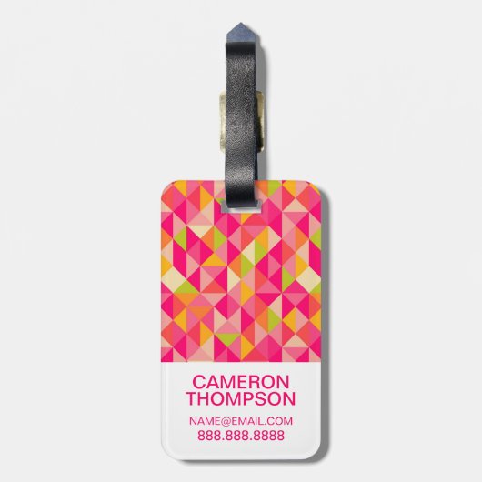 Aangepaste foto driehoeksgeometrisch patroon bagagelabel (Achterkant verticaal)