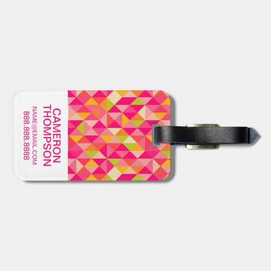 Aangepaste foto driehoeksgeometrisch patroon bagagelabel (Achterkant horizontaal)