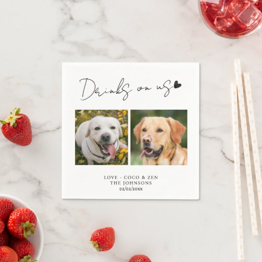 Aangepaste foto Drink op mij hond bruiloft Servet (Insitu)
