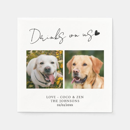 Aangepaste foto Drink op mij hond bruiloft Servet (Voorkant)