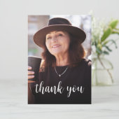 Aangepaste foto Dusty Blue 60th Verjaardagsfeestje Bedankkaart (Staand voorkant)