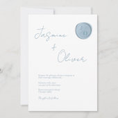 aangepaste foto dusty blue wax-zegel zomer bruilof kaart (Voorkant)