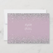 Aangepaste foto Dusty Lila Silver Glitter Wedding Bedankkaart (Achterkant)
